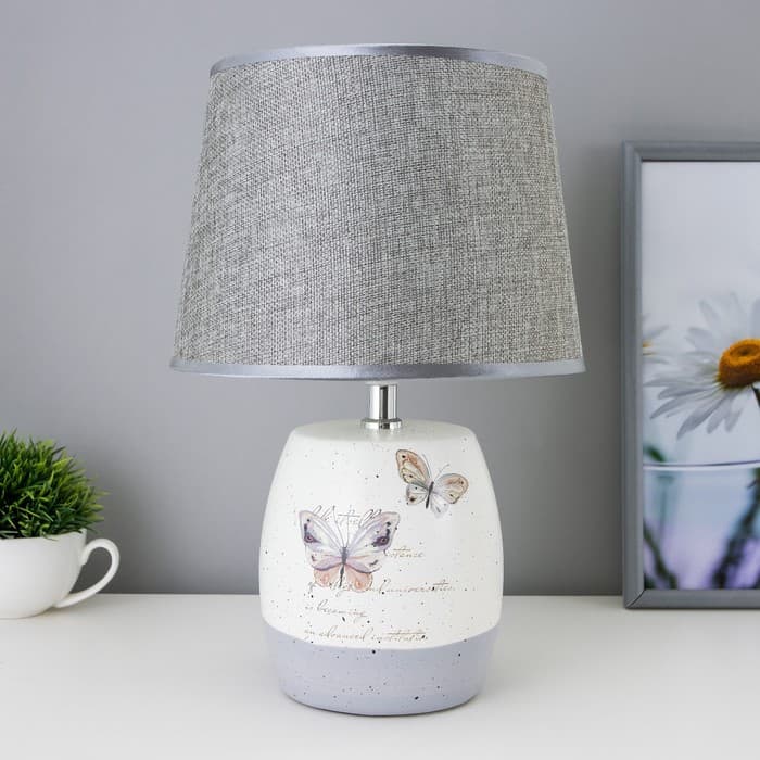 Лампа настольная «Бабочки» 1xE14 40 вт белый-серый 22.5×22.5×33 см RISALUX
