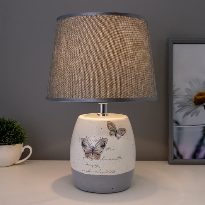 Лампа настольная «Бабочки» 1xE14 40 вт белый-серый 22.5×22.5×33 см RISALUX