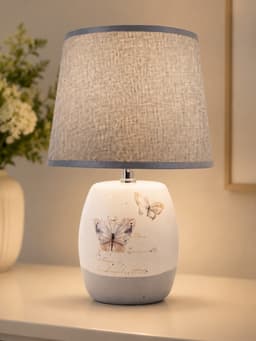 Лампа настольная RISALUX «Бабочки», E14, 40 Вт, бело-серая, 22.5×22.5×33 см