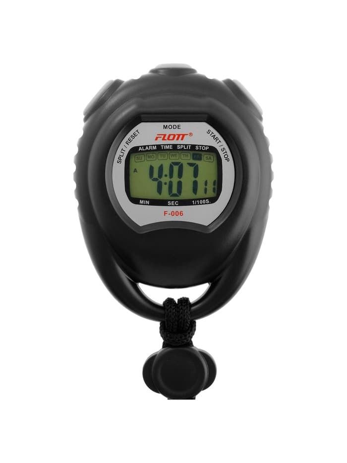 Секундомер FLOTT, 8.2×6.5×2 см, 1 отсечка, будильник, часы, календарь