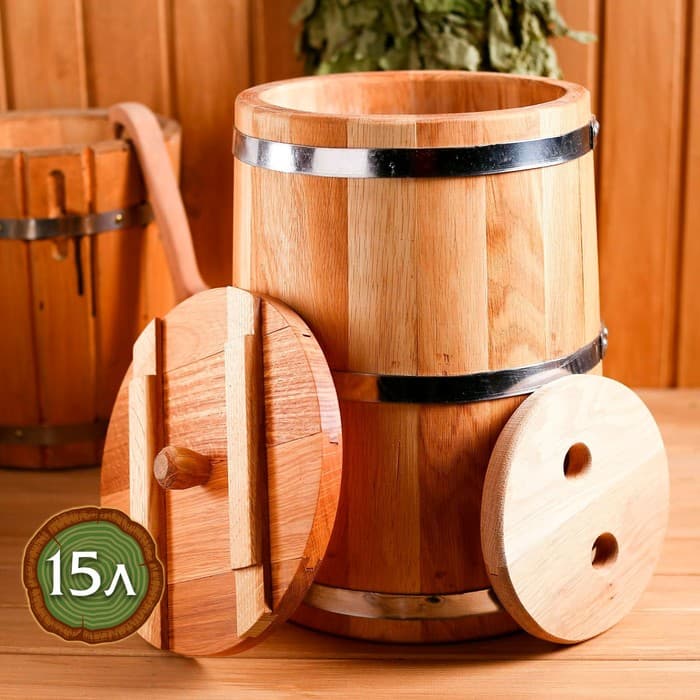 Бочка для засолки, 15 л, дубовая, с гнётом, «Добропаровъ»