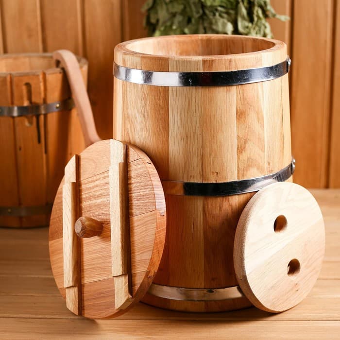 Бочка для засолки, 15 л, дубовая, с гнётом, «Добропаровъ»