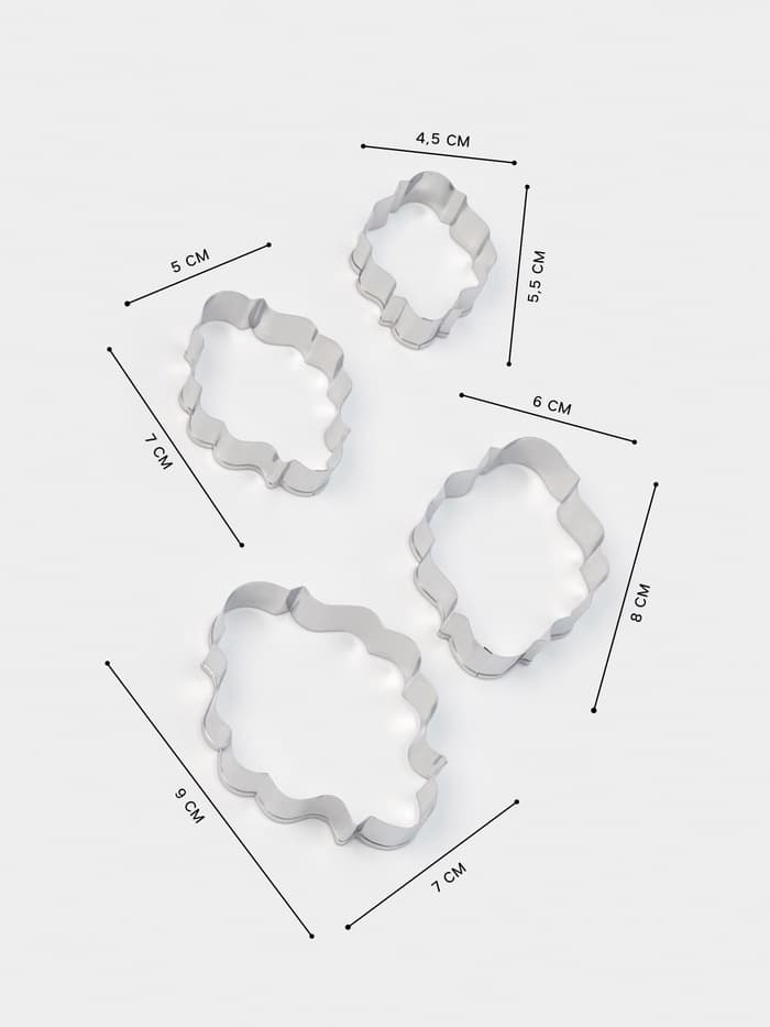 Формы для печенья «Рамка для фото», набор 4 шт., нержавеющая сталь, серебристые
