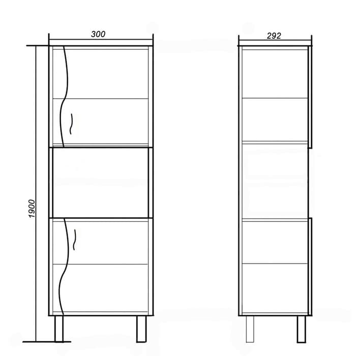 Пенал для ванной комнаты «Лилия 300», 300×292×1900 мм, цвет белый