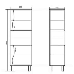 Пенал для ванной комнаты «Лилия 300», 300×292×1900 мм, цвет белый