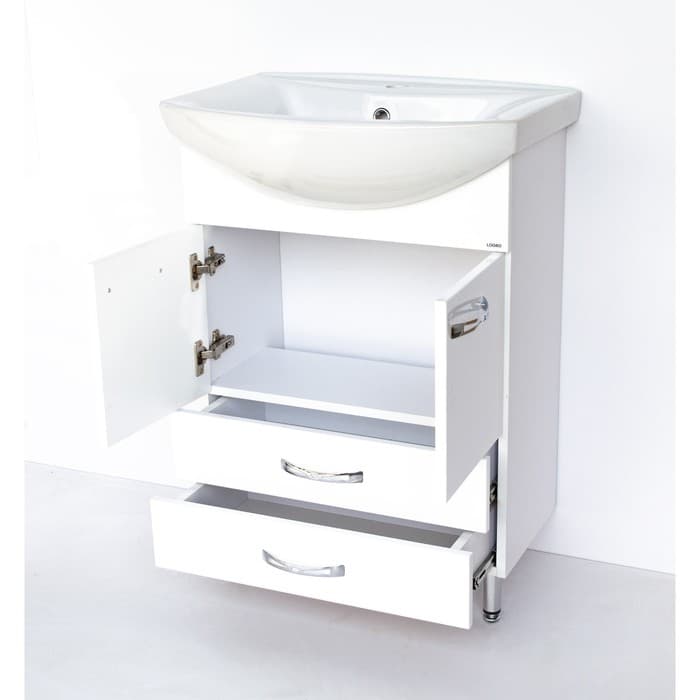 Тумба напольная «Белла 60/2», с раковиной «Грация», цвет белый