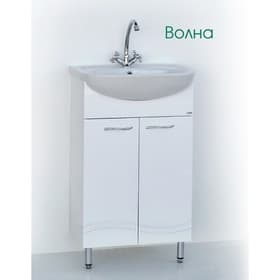 Тумба напольная «Волна 60», с раковиной «Грация», цвет белый