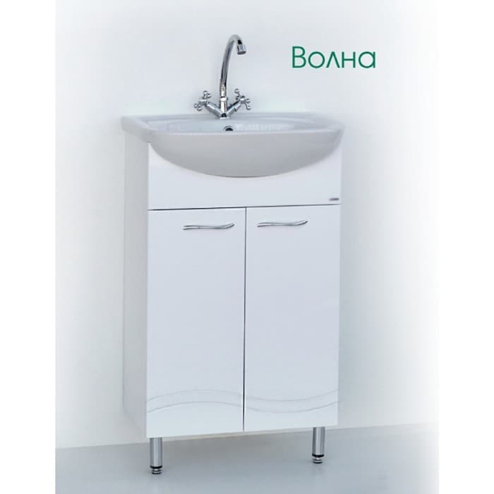 Тумба напольная «Волна 60», с раковиной «Грация», цвет белый