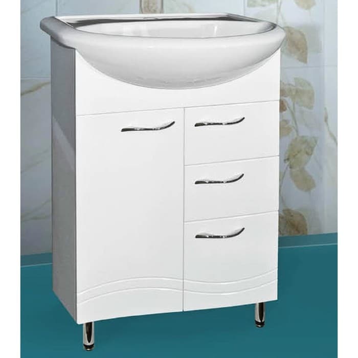 Тумба напольная «Волна 60 – 2», с раковиной «Грация», цвет белый