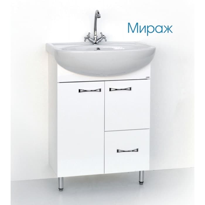 Тумба напольная «Волна 60 – 1», с раковиной «Грация», цвет белый