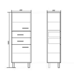 Шкаф - пенал для ванной комнаты 400, 400×292×1900 мм, цвет белый