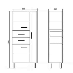 Шкаф - пенал для ванной комнаты 500, 500×292×1900 мм, цвет белый