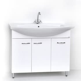 Тумба напольная «Элеганс 100», с корзиной для белья, с раковиной «Эльбрус», цвет белый