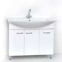 Тумба напольная «Элеганс 100», с корзиной для белья, с раковиной «Эльбрус», цвет белый