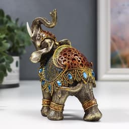 Фигурка полистоун «Слон в синей попоне с сапфирами», 14×13×6 см, МИКС