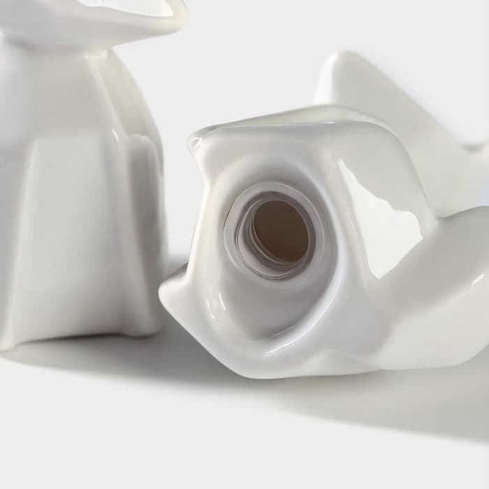 Набор для специй BellaTenero «Лисы», солонка 80 мл, перечница 80 мл, на бамбуковой подставке, фарфор, белый