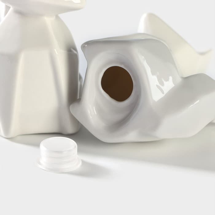 Набор для специй BellaTenero «Лисы», солонка 80 мл, перечница 80 мл, на бамбуковой подставке, фарфор, белый