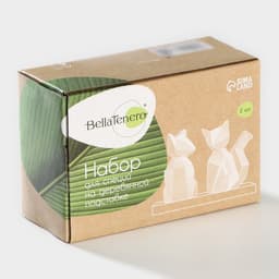 Набор для специй BellaTenero «Лисы», солонка 80 мл, перечница 80 мл, на бамбуковой подставке, фарфор, белый