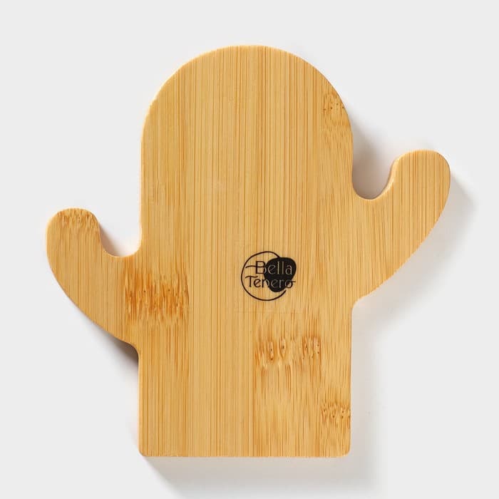 Набор для специй BellaTenero «Кактусы», солонка 75 мл, перечница 75 мл, на бамбуковой подставке, фарфор, белый