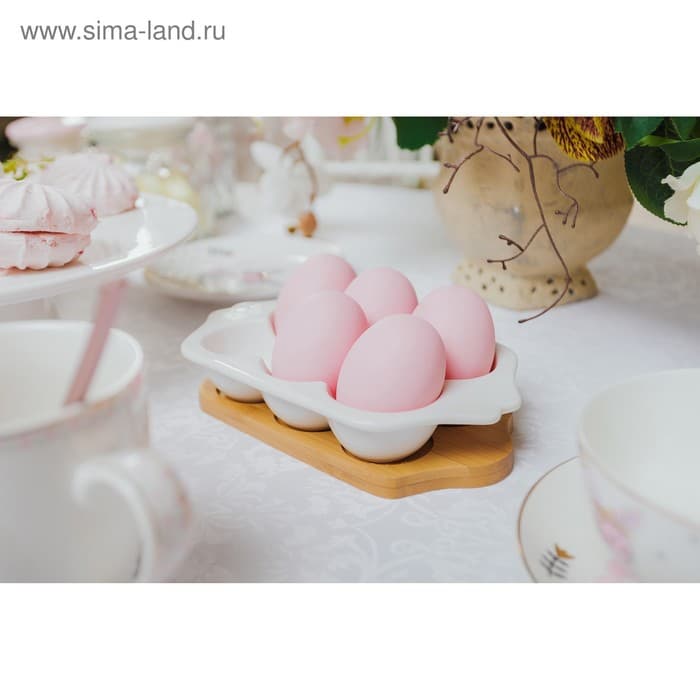 Подставка для яиц 6 ячеек Bella Tenero, 19.2×11×3.6 см, фарфор, белая