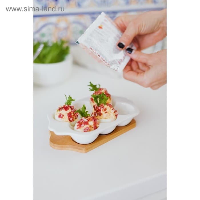 Подставка для яиц 6 ячеек Bella Tenero, 19.2×11×3.6 см, фарфор, белая