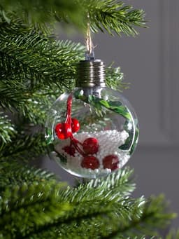 Ёлочный шар «Ягоды», 1 LED, от батареек, свечение тёплое белое