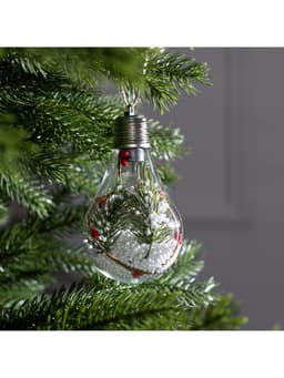 Ёлочный шар «Ветка ели», 5 LED, от батареек, свечение белое