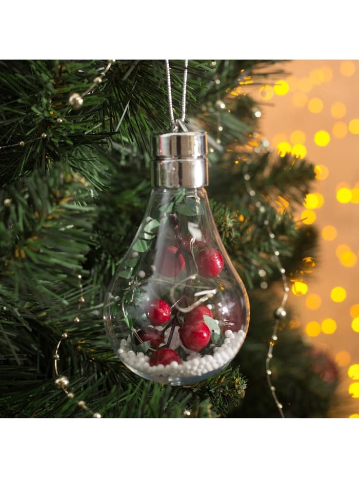 Ёлочный шар «Ягоды», 5 LED, от батареек, свечение белое