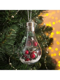 Ёлочный шар «Ягоды», 5 LED, от батареек, свечение белое