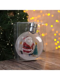 Ёлочный шар «Дед Мороз», 5 LED, от батареек, свечение тёплое белое