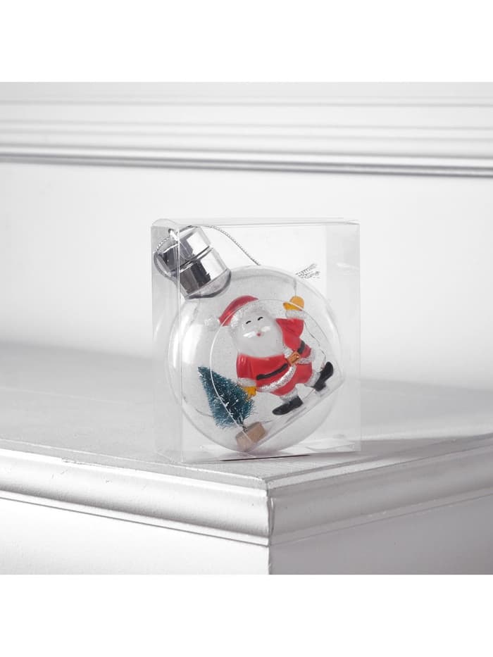 Ёлочный шар «Дед Мороз», 5 LED, от батареек, свечение тёплое белое