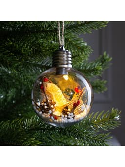 Ёлочный шар «Новый год», 1 LED, от батареек, свечение тёплое белое