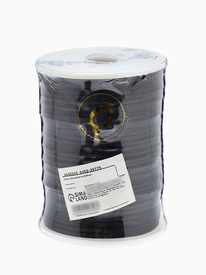 Шнур нейлоновый на бобине d=2 мм, L=100 м, чёрный