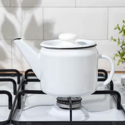 Чайник, 1 л, эмалированная сталь, белый