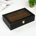 Шкатулка для часов 12 отделений «Чёрная матовая», дерево, 8.3×31×20 см