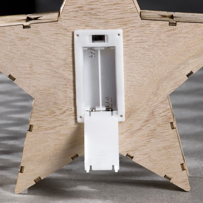 Светодиодная фигура «Звезда с оленем» 21×21×5 см, дерево, от батареек АААх2, свечение тёплое белое