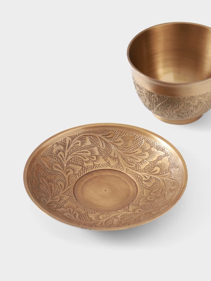 Чайная пара «Антик», 12×11.5×6 см, латунь