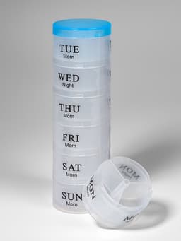 Таблетница - органайзер «Пирамида», утро/день/вечер, d=19.5×5 см, 7 контейнеров по 3 секции, голубая