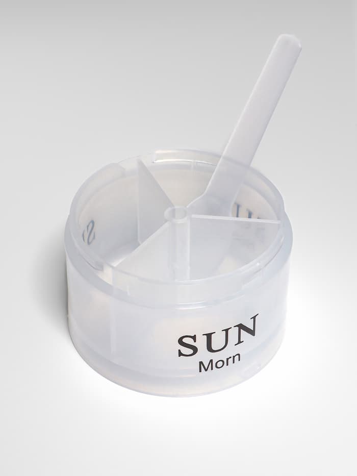 Таблетница - органайзер «Пирамида», утро/день/вечер, d=19.5×5 см, 7 контейнеров по 3 секции, голубая