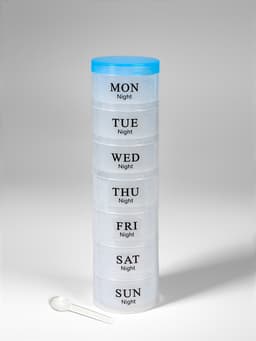 Таблетница - органайзер «Пирамида», утро/день/вечер, d=19.5×5 см, 7 контейнеров по 3 секции, голубая