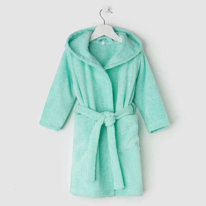 Халат махровый детский «Экономь и Я», размер 32, 100% хлопок с AIRO, 320 г/м², бирюзовый