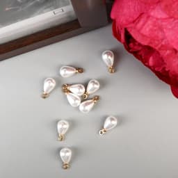 Декор для творчества пластик «Жемчужина-капелька с петелькой», набор 10 шт., 0.7×1.2 см