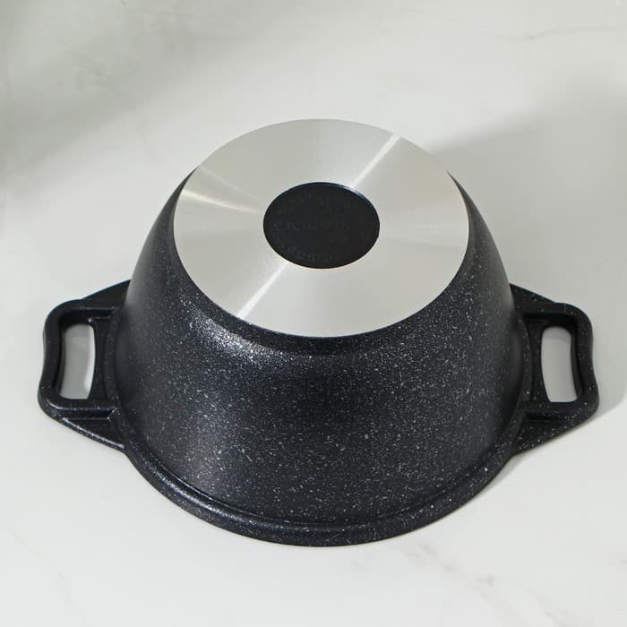 Кастрюля KUKMARA «Мраморная», 1 л, d=18 см, со стеклянной крышкой, антипригарное покрытие, литой алюминий, серая