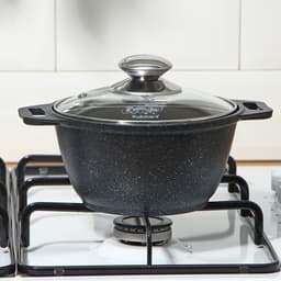 Кастрюля KUKMARA «Мраморная», 1 л, d=18 см, со стеклянной крышкой, антипригарное покрытие, литой алюминий, серая