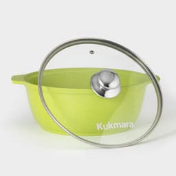 Кастрюля-жаровня KUKMARA Trendy style, 4 л, d=26 см, h=11 см, антипригарное покрытие, стеклянная крышка, зелёная¶