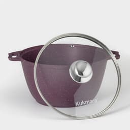 Кастрюля KUKMARA Trendy style, 4 л, d=24 см, h=14.5 см, стеклянная крышка, антипригарное покрытие, литой алюминий, фиолетовая