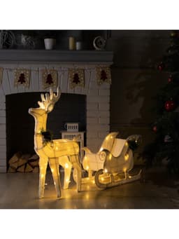 Светодиодная фигура «Олень», 56×76×15 см, текстиль, металл, 220 В, свечение тёплое белое