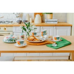 Сервиз чайный Доляна «Пташка», 12 предметов: 6 чашек 250 мл, 6 блюдец d=15 см, фарфор, белый