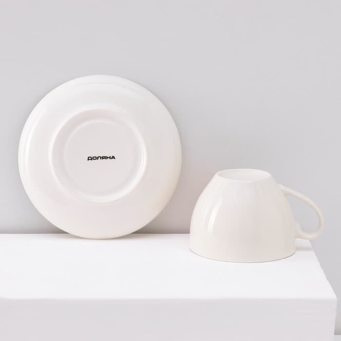 Сервиз чайный Доляна «Пташка», 12 предметов: 6 чашек 250 мл, 6 блюдец d=15 см, фарфор, белый