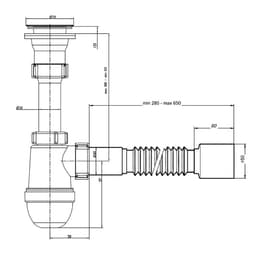 Сифон универсальный «АНИ Пласт» Варяг C5510, 1 1/2" × 40 мм, с гибкой трубой 40×50 мм